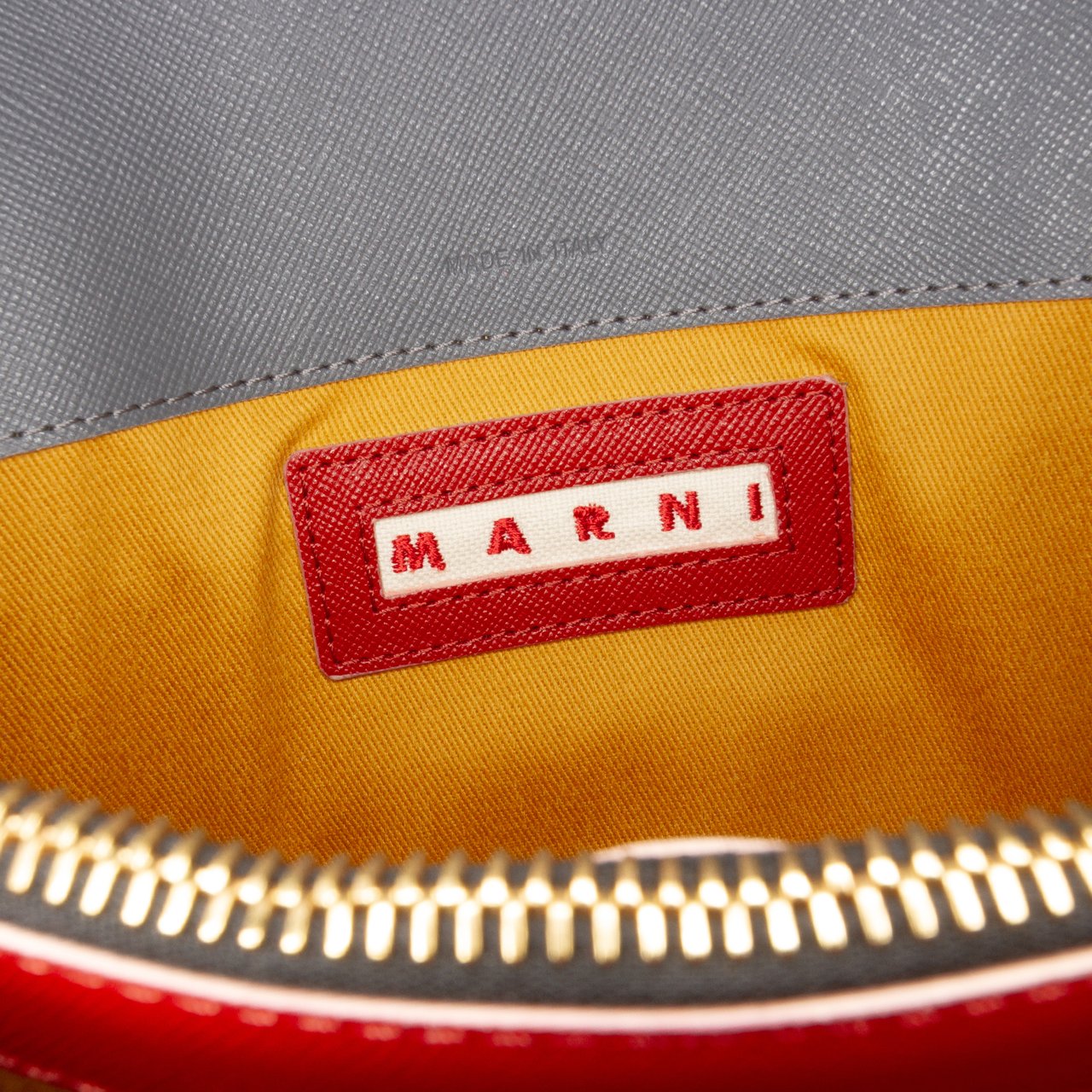 Marni Tricolor Leather Trunk Crossbody Bruin