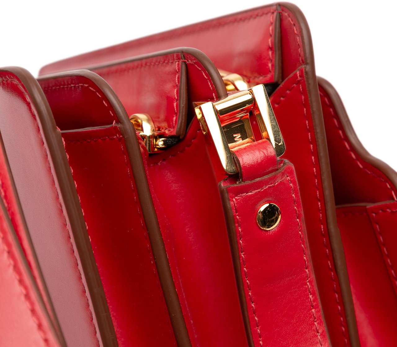 Marni Leather Trunk Reverse Crossbody Rood