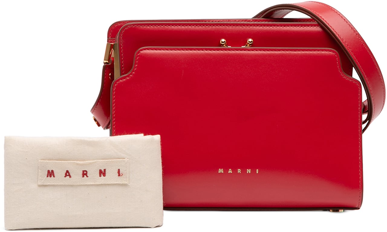 Marni Leather Trunk Reverse Crossbody Rood