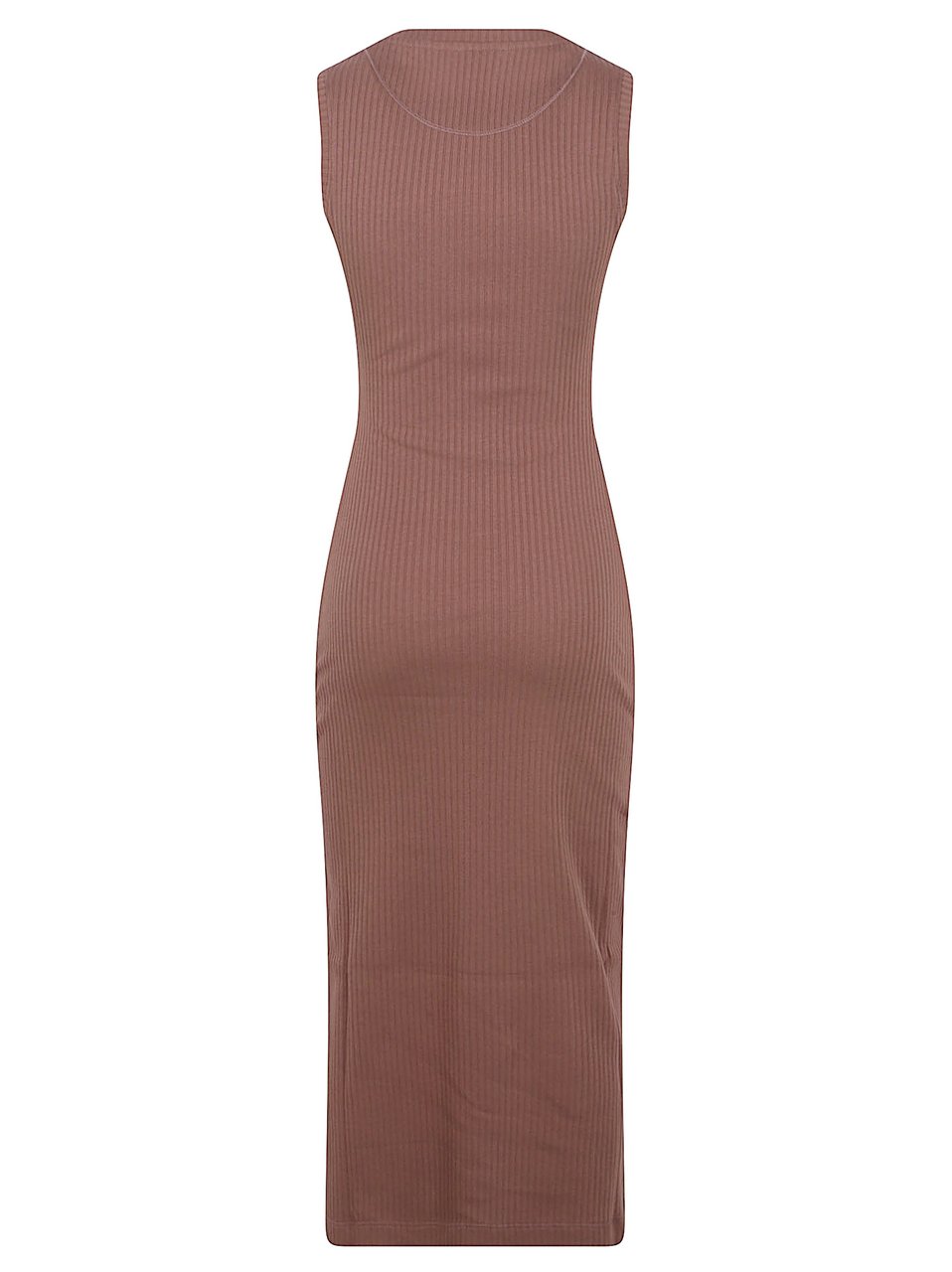 Marni Frame Cotton Ribbed Midi Dress Bruin