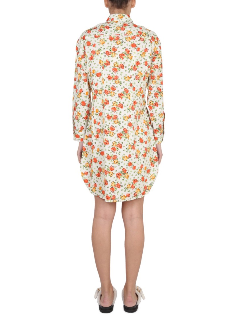 Marni Shirt Dress With Floral Pattern Neutraal