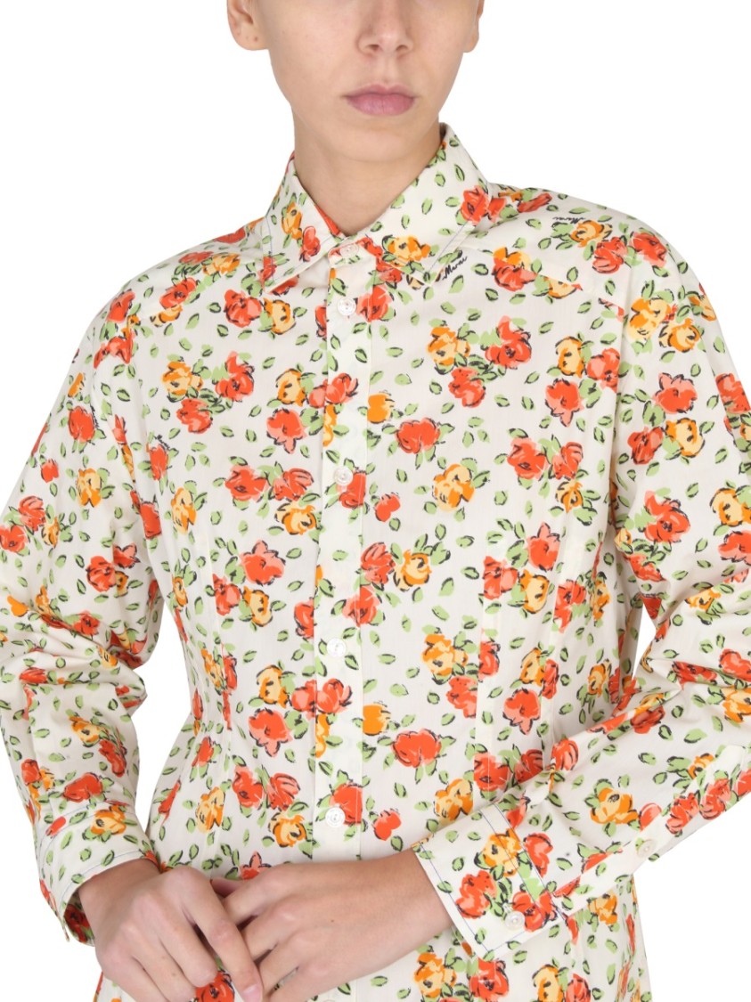 Marni Shirt Dress With Floral Pattern Neutraal
