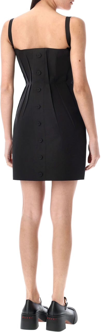 Marni Mini Dress Bonded Popeline Nero Zwart