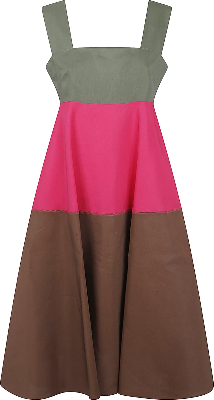 Marni Tiered Midi Dress with Empire Waistline Bruin