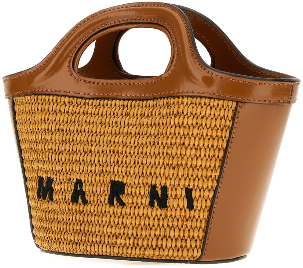 Marni Marni Two-tone raffia and leather micro Tropicalia handbag Divers