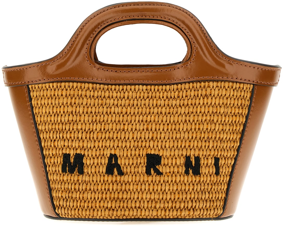 Marni Marni Two-tone raffia and leather micro Tropicalia handbag Divers