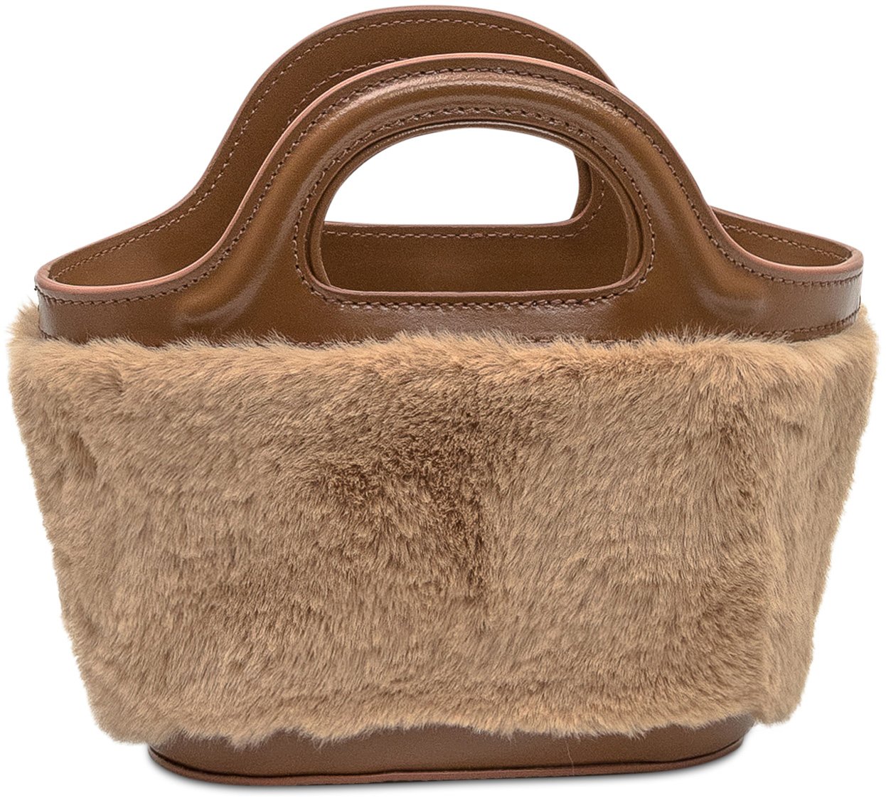 Marni Marni Borsa a Tracolla in Pelliccia Beige e Pelle Marrone Beige