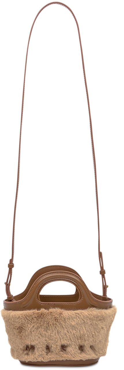 Marni Marni Borsa a Tracolla in Pelliccia Beige e Pelle Marrone Beige