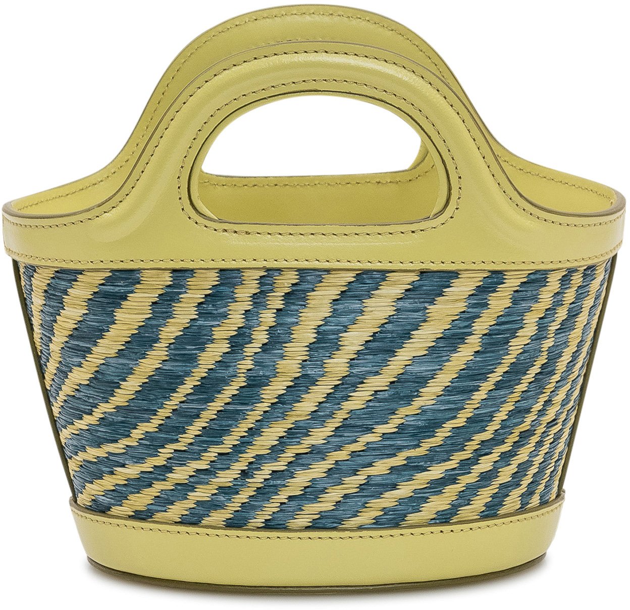 Marni Borsa Tropicalia Micro con Manico Integrato e Logo Ricamato Geel