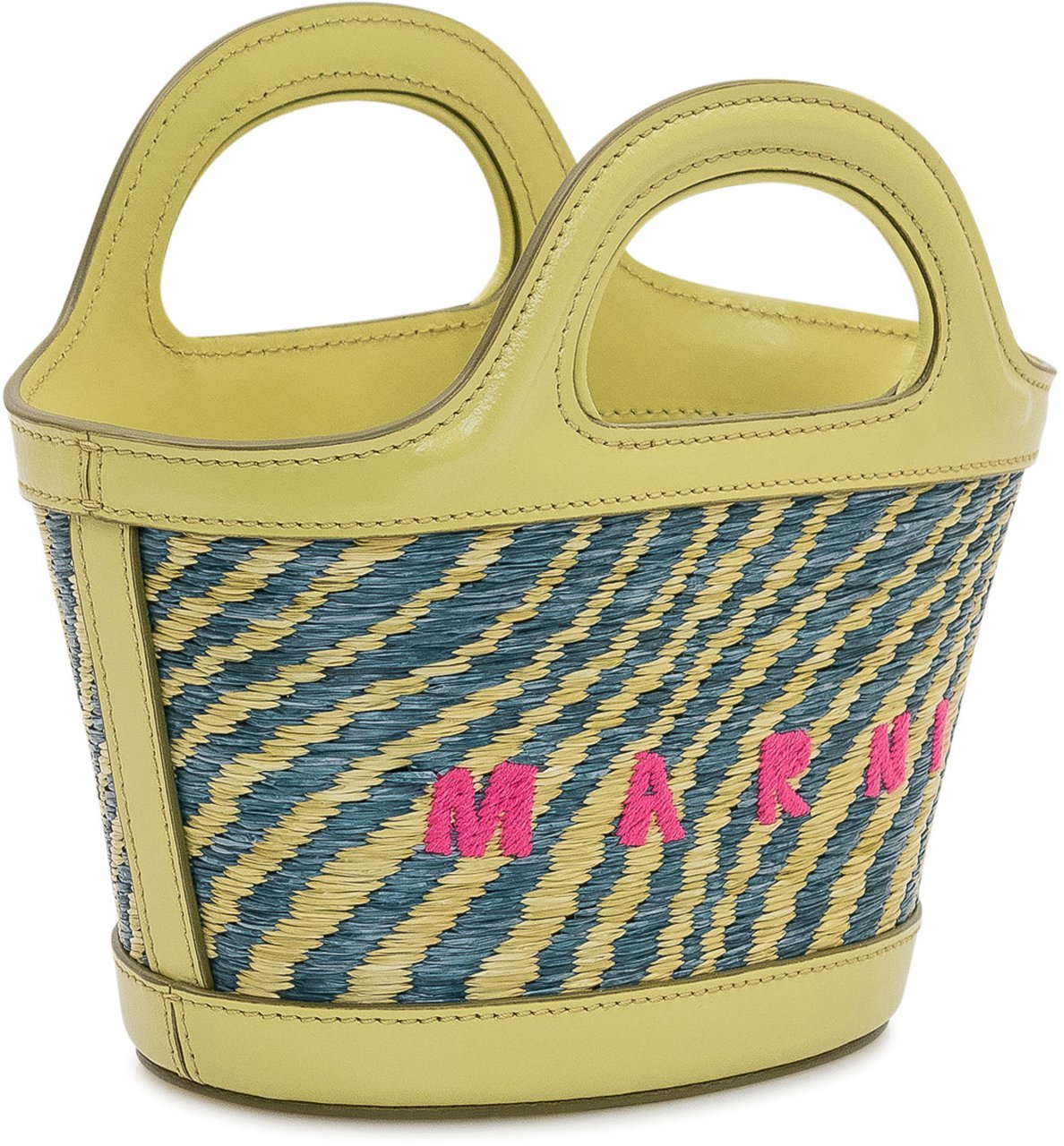 Marni Borsa Tropicalia Micro con Manico Integrato e Logo Ricamato Geel
