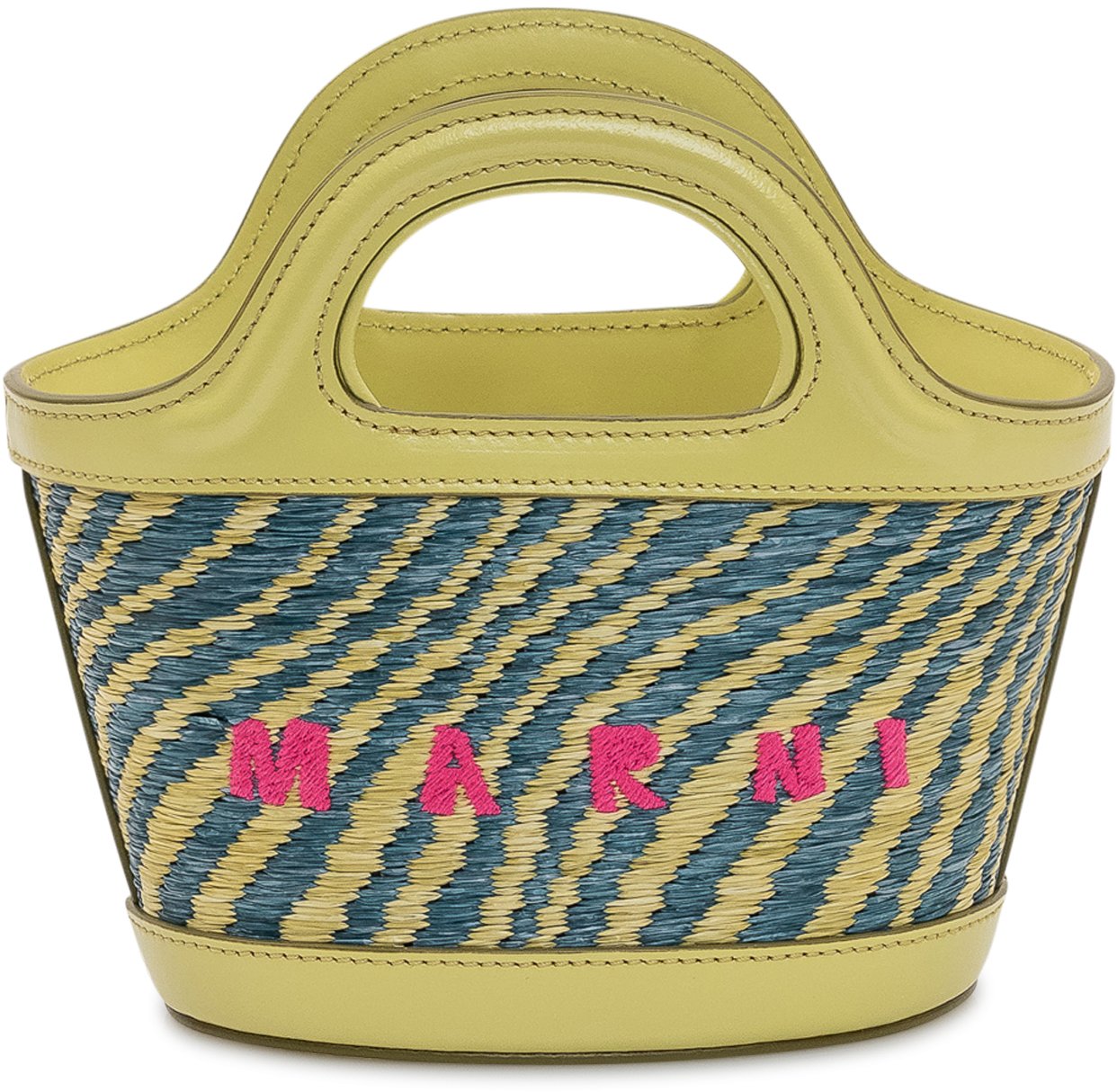 Marni Borsa Tropicalia Micro con Manico Integrato e Logo Ricamato Geel