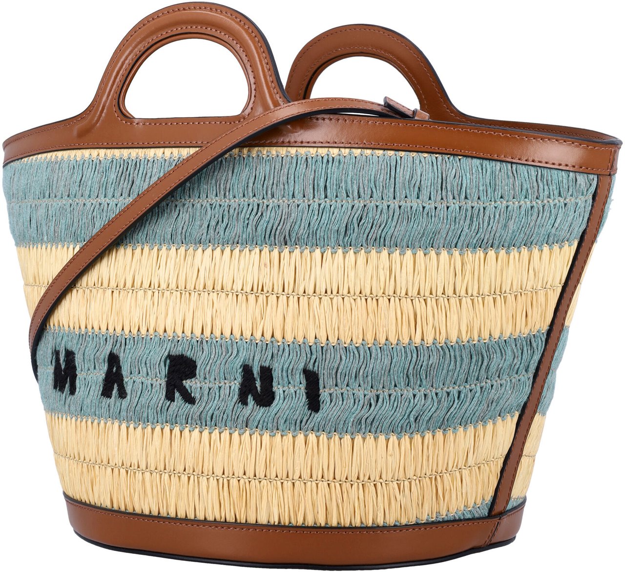 Marni Tropicalia raffia-effect small bag Goud