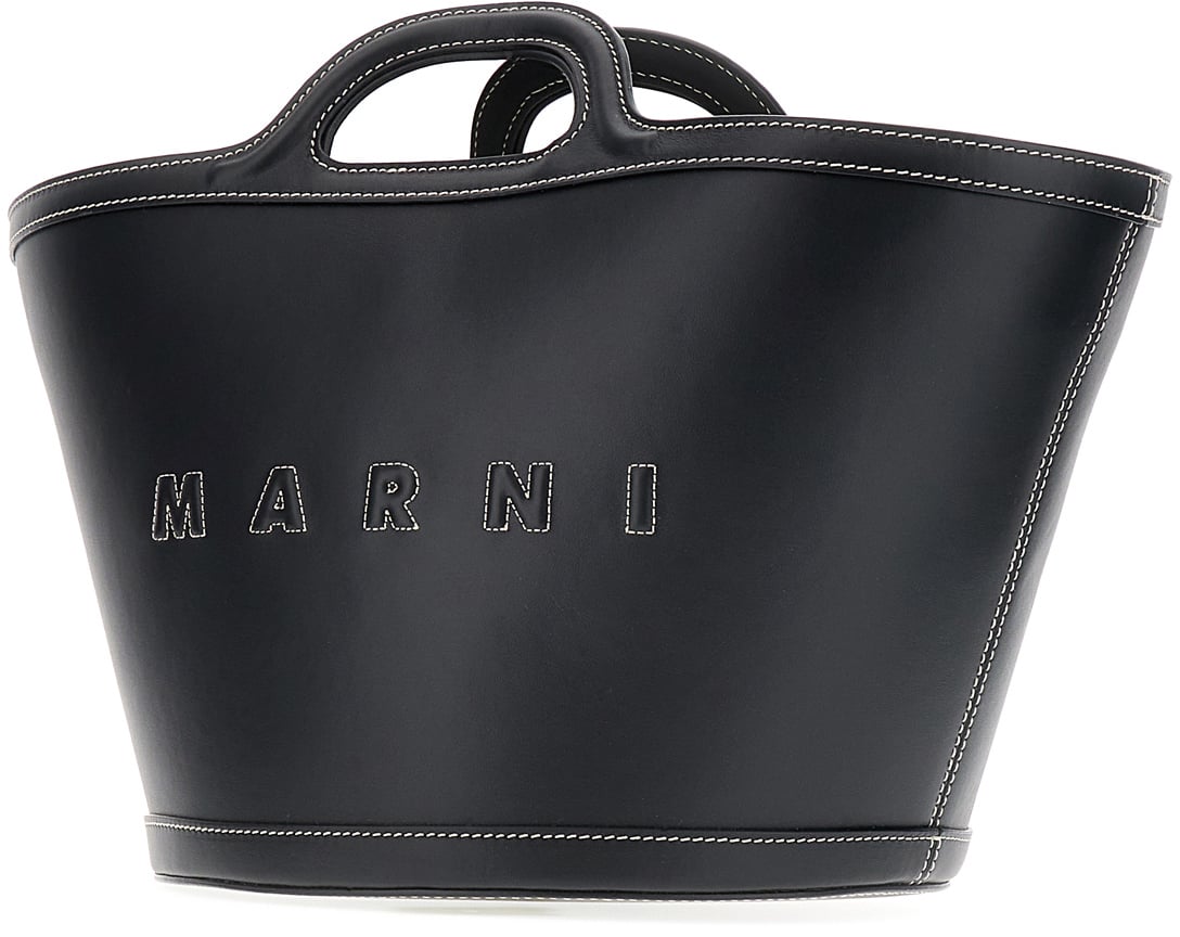 Marni Marni Black leather big Tropicalia handbag Zwart