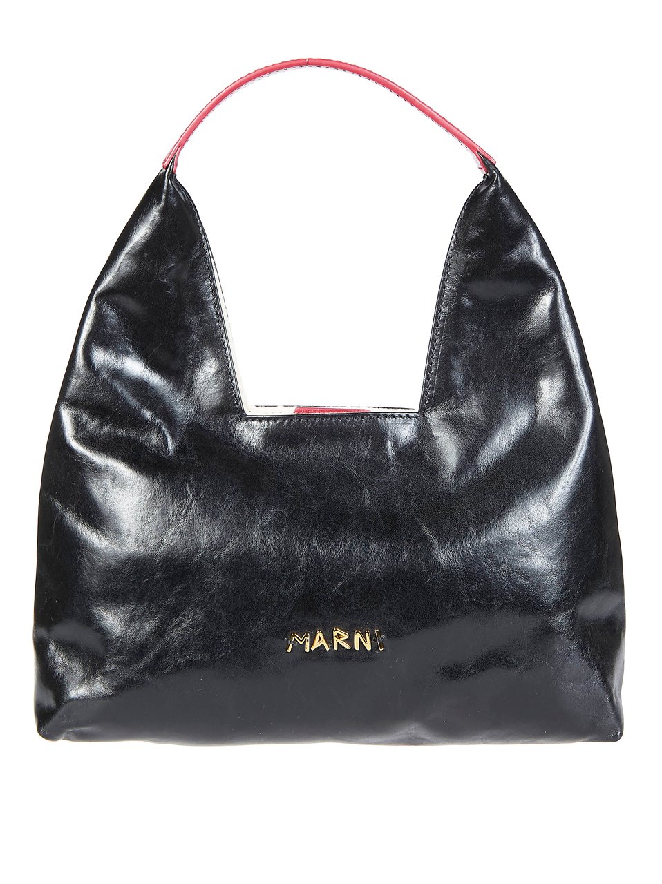 Marni Black Glossy Slouchy Mini Bag Zwart