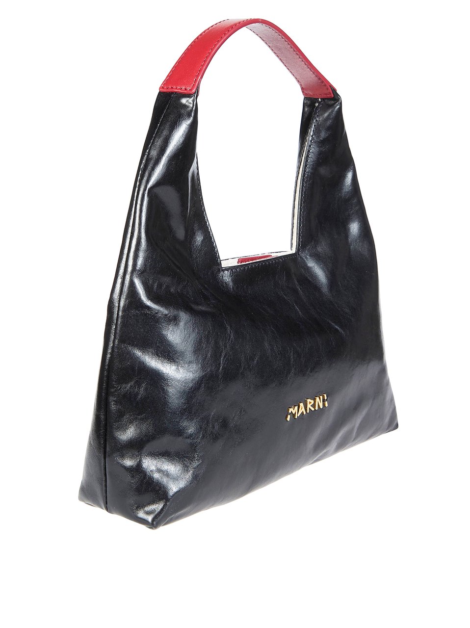 Marni Black Glossy Slouchy Mini Bag Zwart