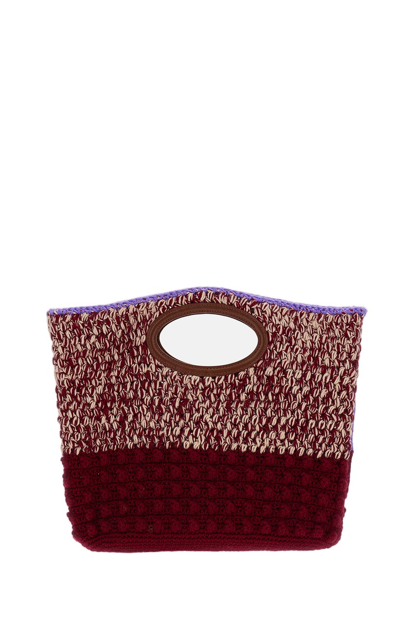 Marni Red Knotty Crochet Wool Knit Clutch Rood