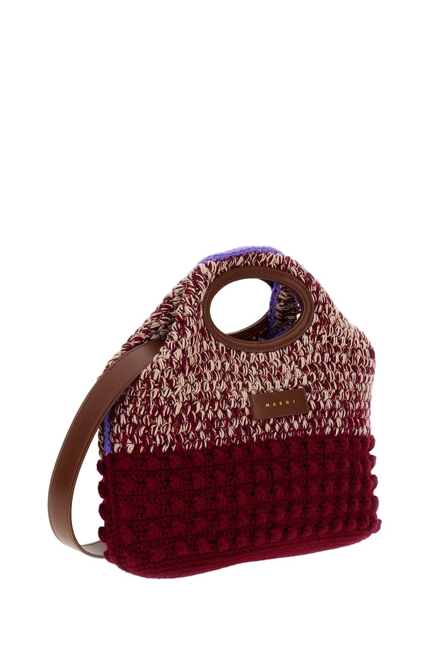 Marni Red Knotty Crochet Wool Knit Clutch Rood