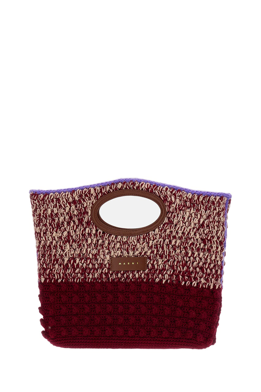 Marni Red Knotty Crochet Wool Knit Clutch Rood
