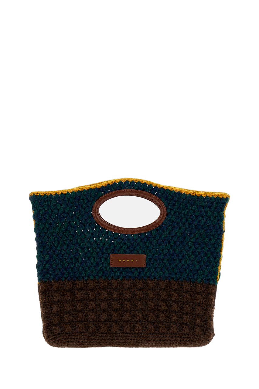 Marni Green Knotty Crochet Wool Knit Clutch Groen