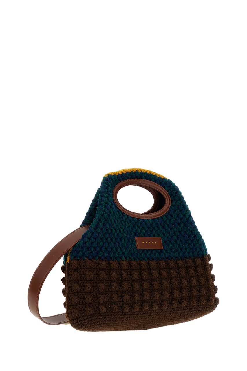 Marni Green Knotty Crochet Wool Knit Clutch Groen