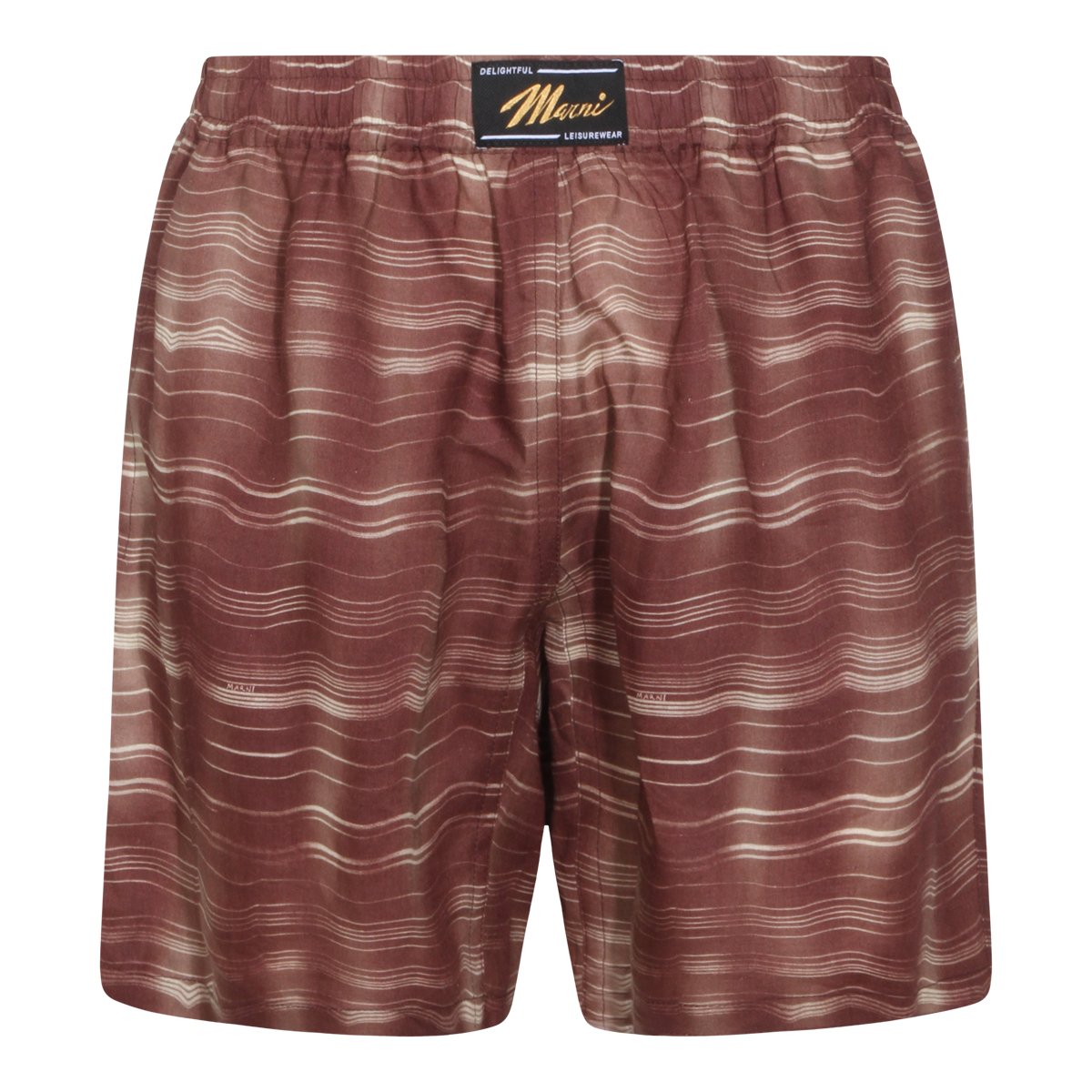 Marni Wavy Stripe Pattern Brown Shorts Bruin