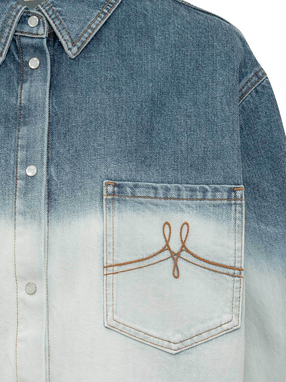 Marni Camicia Denim con Tasche Applicate e Sfumatura Blauw