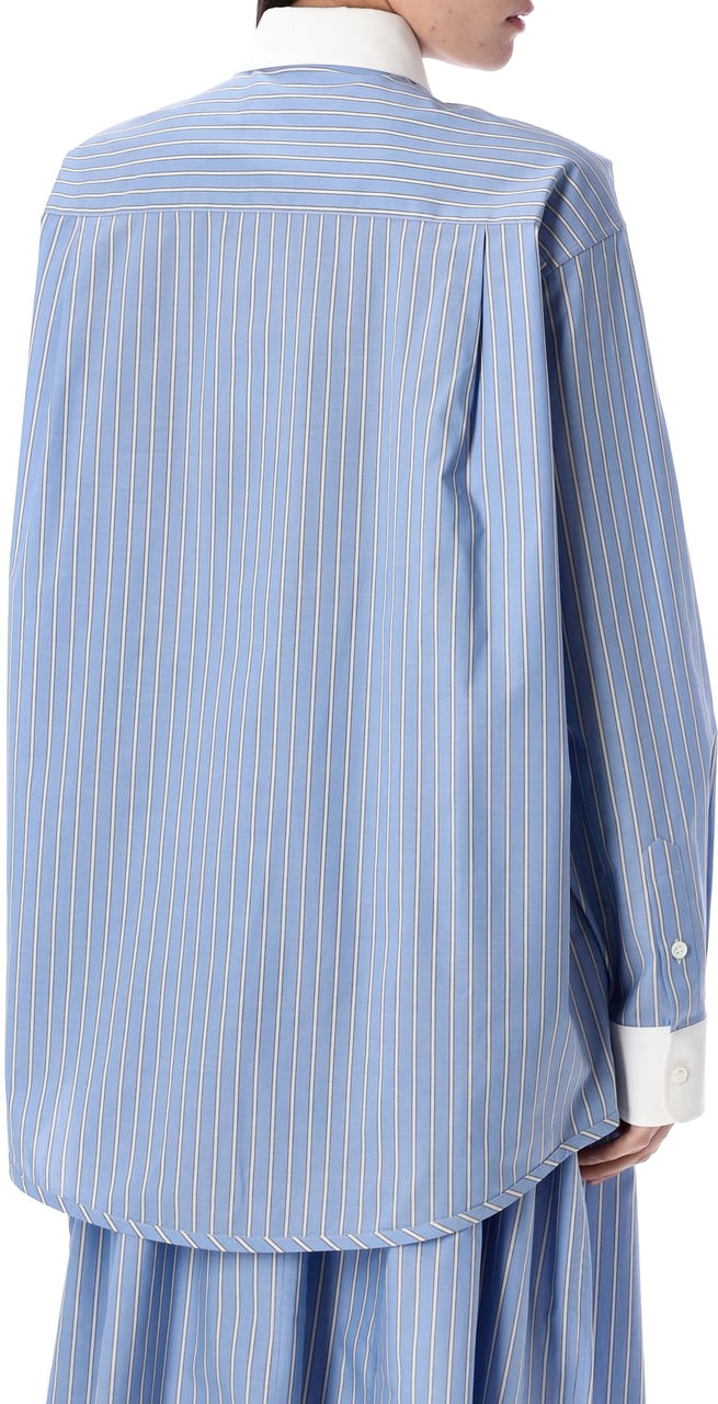 Marni Shirt Popeline Stripes Blu Blauw