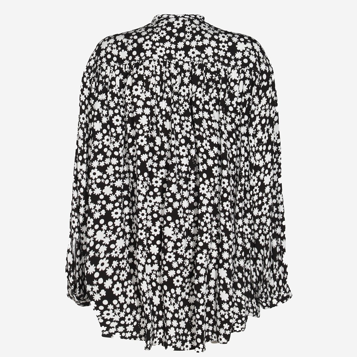 Marni Flowing Floral Patterned Shirt with High Neckline Grijs