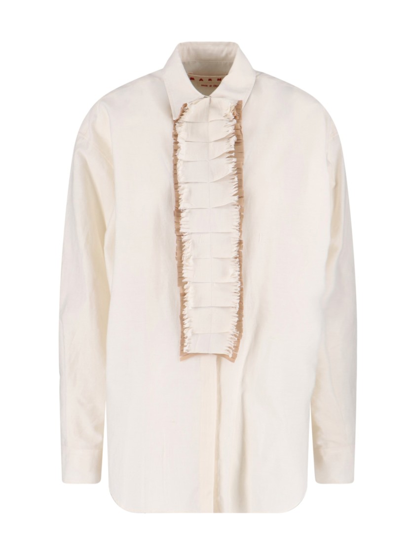 Marni Ruffle Shirt – Cream Neutraal