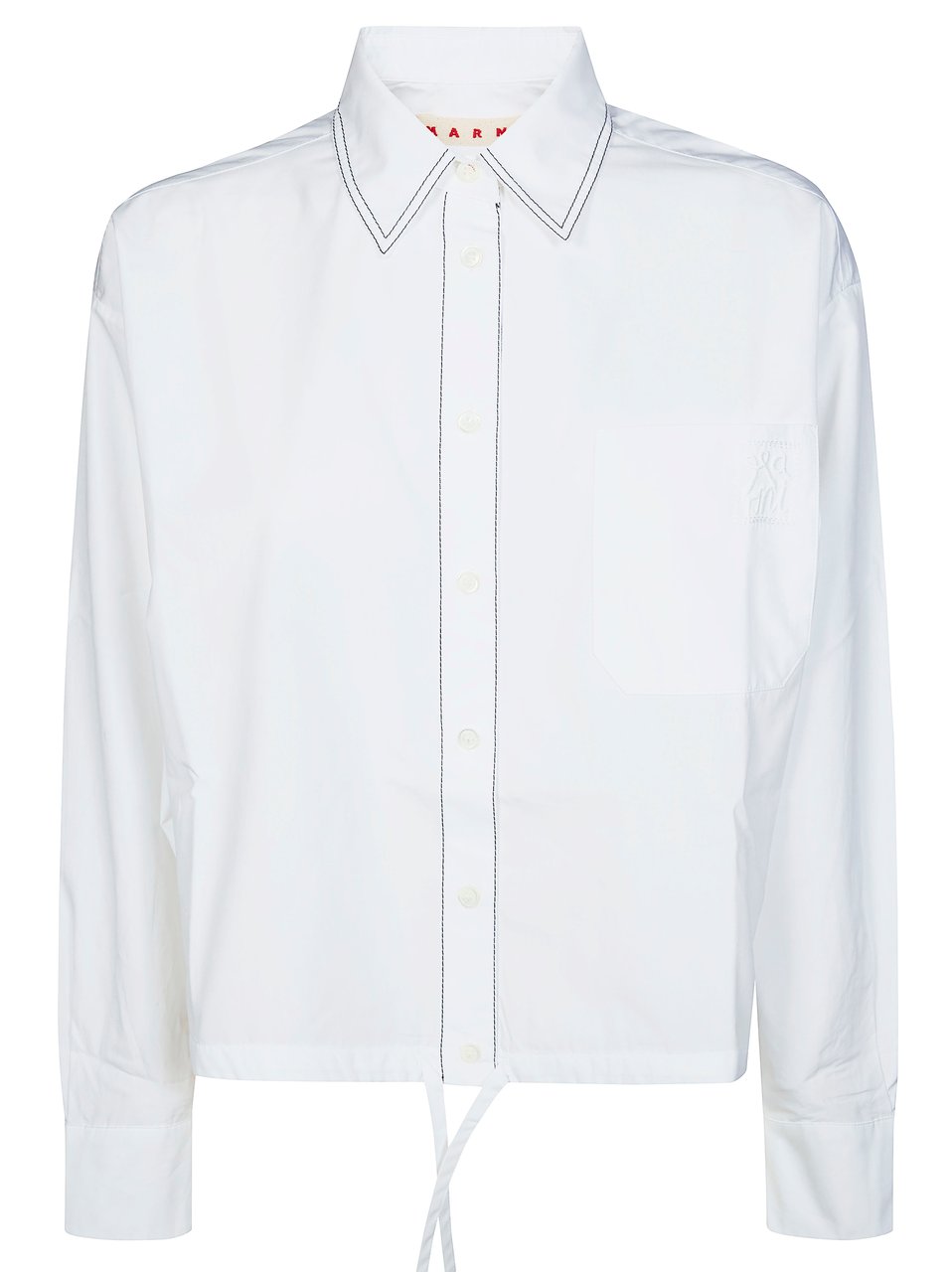 Marni White Piping Drawstring Cropped Shirt Wit