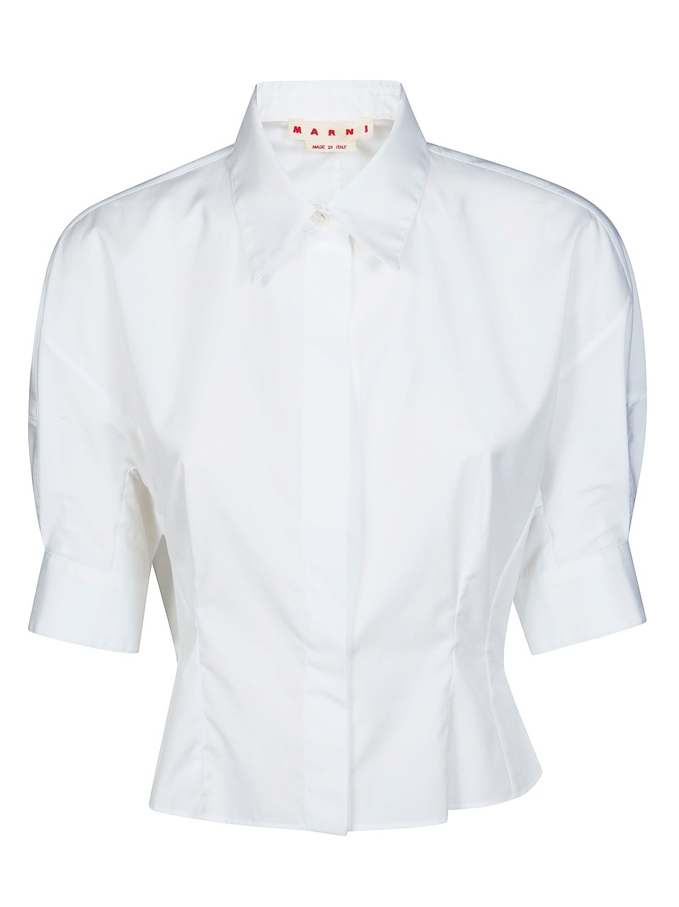 Marni White Puffed Short Sleeve Cropped Shirt Wit