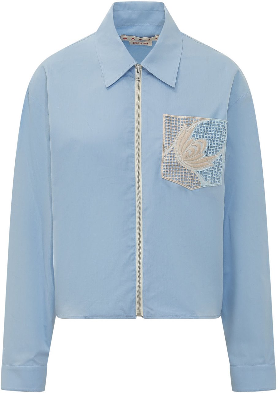 Marni Camicia Oversize con Tasca Lichtblauw