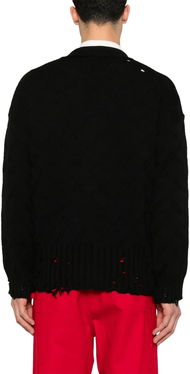 Marni cardigan en coton a col v Zwart