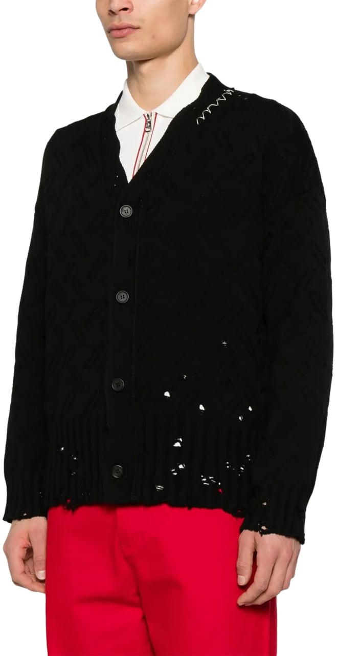 Marni cardigan en coton a col v Zwart