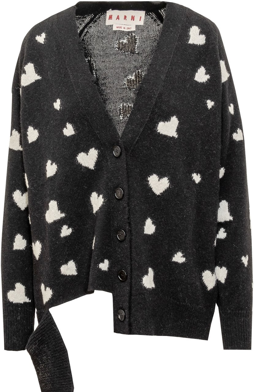 Marni Cardigan Bunch of Hearts Zwart