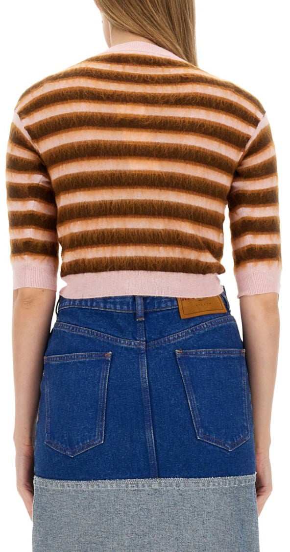 Marni Cropped Cardigan With Playful Stripe Pattern Divers