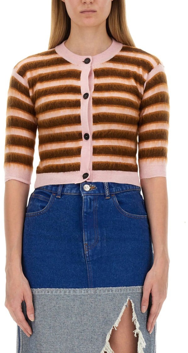 Marni Cropped Cardigan With Playful Stripe Pattern Divers