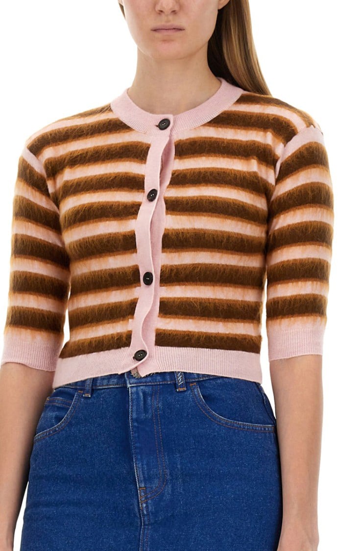 Marni Cropped Cardigan With Playful Stripe Pattern Divers