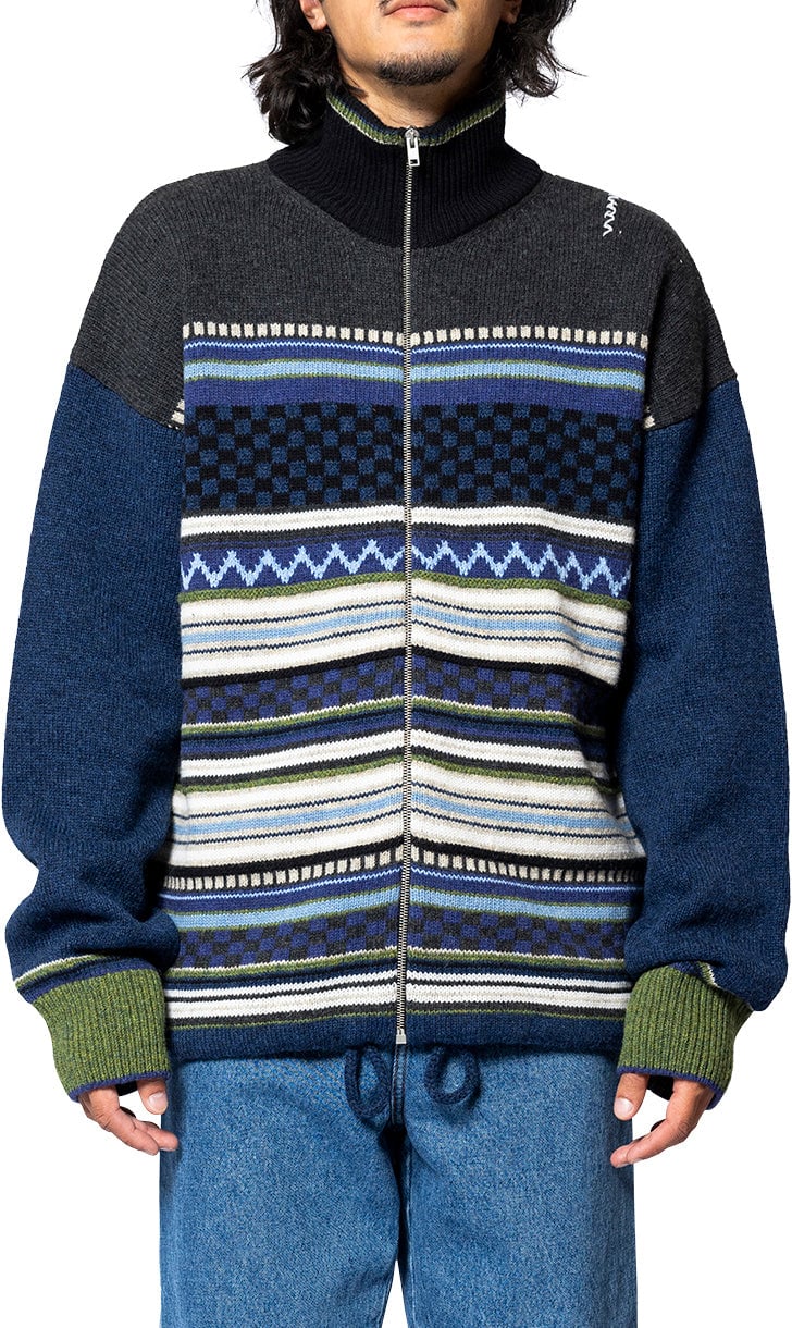 Marni CARDIGAN ZIP UP BLUE STRIPES Blauw