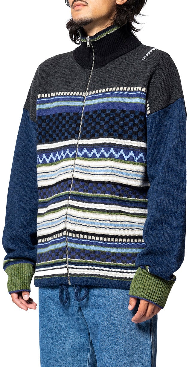 Marni CARDIGAN ZIP UP BLUE STRIPES Blauw