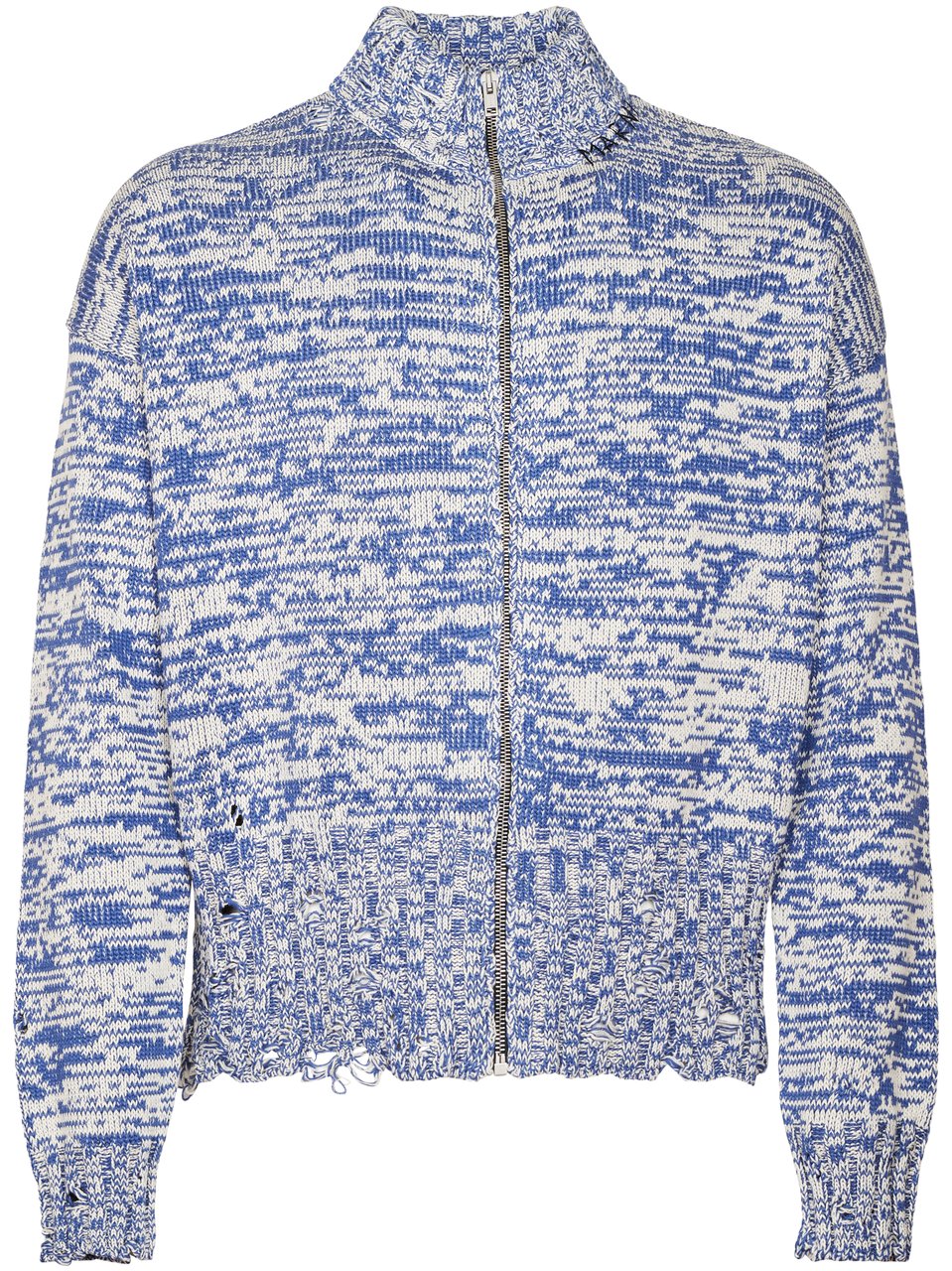 Marni Marled Pattern Zip-Up Sweater with High Collar Wit