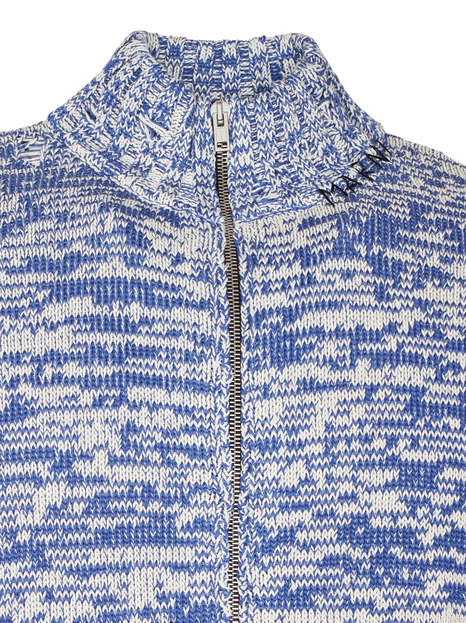 Marni Marled Pattern Zip-Up Sweater with High Collar Wit