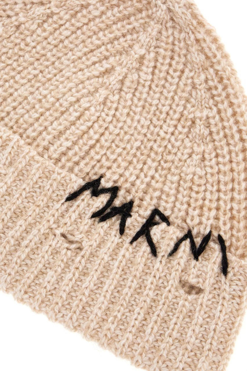 Marni Marni Melange sand wool beanie hat Neutraal