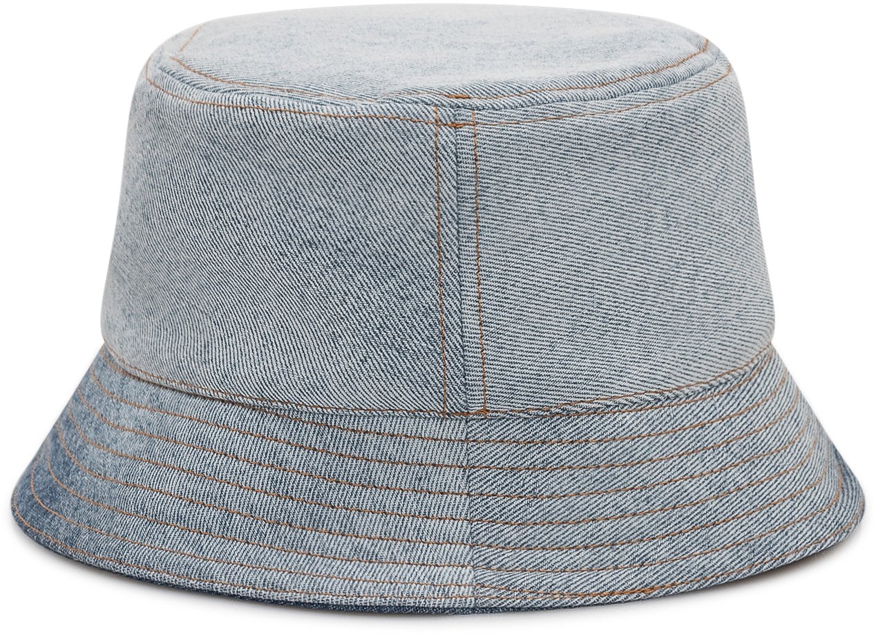 Marni Cappello Bucket Denim con Logo Ricamato Lichtblauw