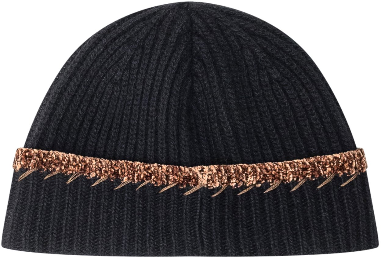 Marni Cappello Beanie in Lana con Logo Marni Zwart