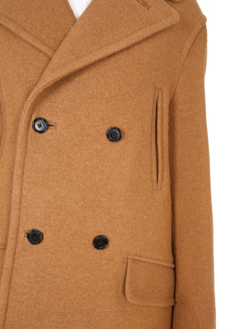 Marni Double-Breasted Coat With Mirror Lapels Bruin