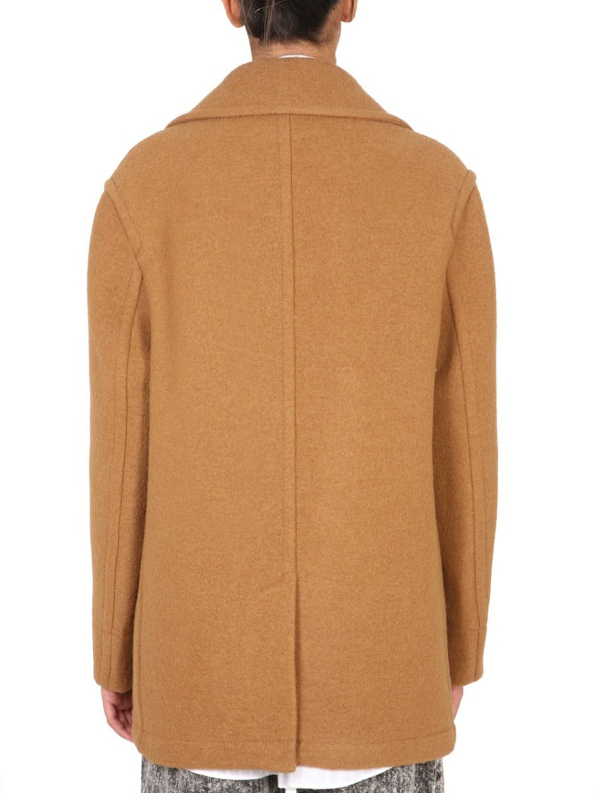 Marni Double-Breasted Coat With Mirror Lapels Bruin