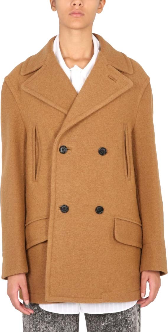 Marni Double-Breasted Coat With Mirror Lapels Bruin