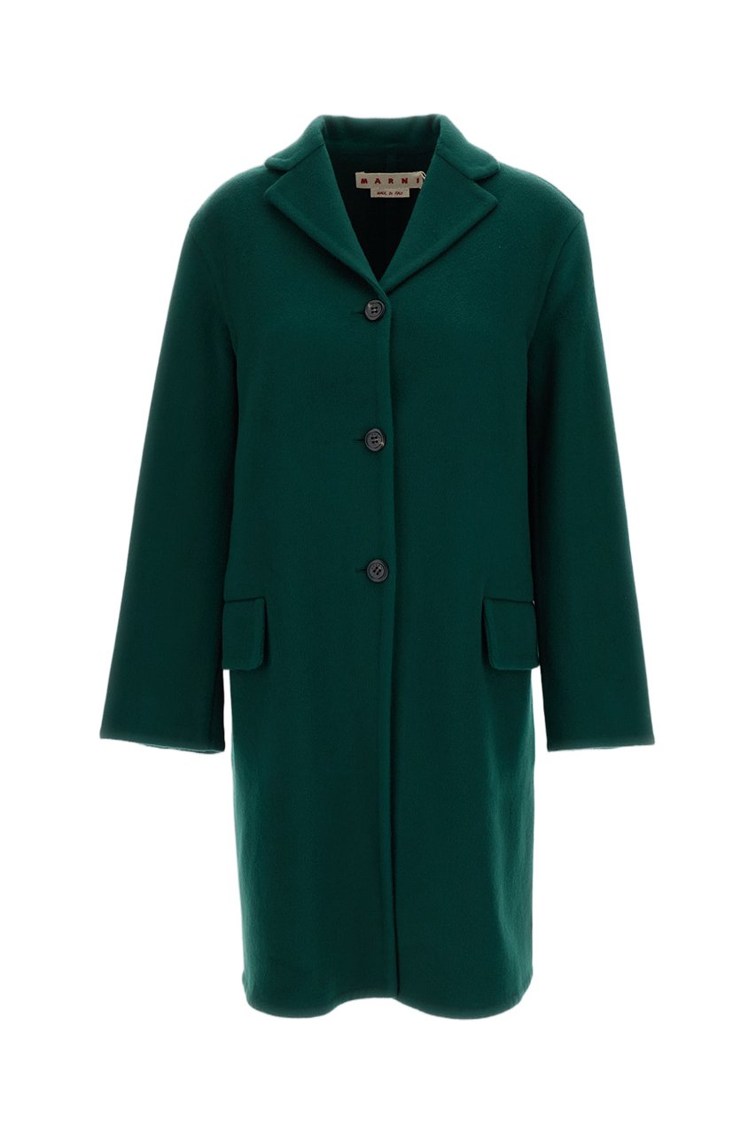 Marni Cocoon Silhouette Wool And Cashmere Coat Groen