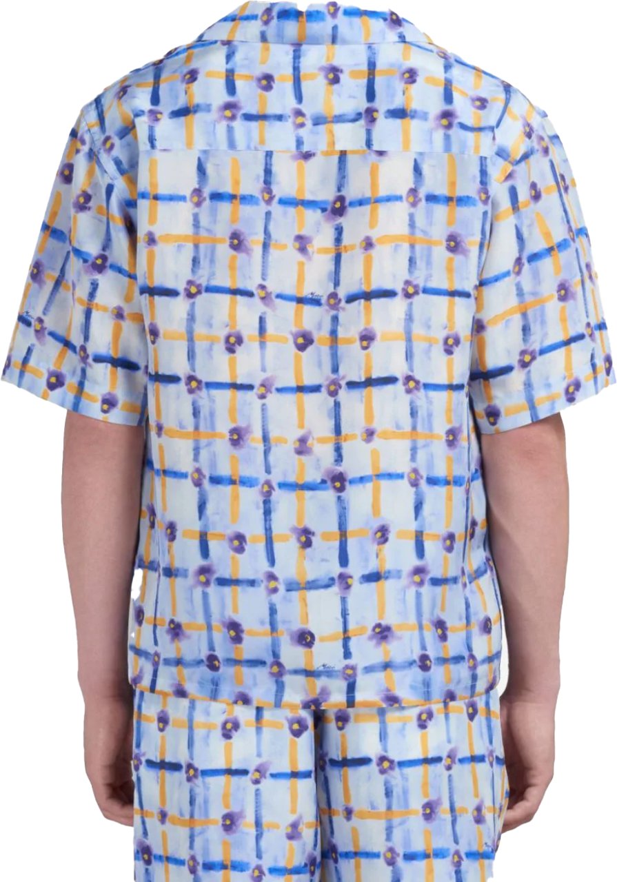 Marni Checked S/s Shirt - Deep Blue/purple Blauw